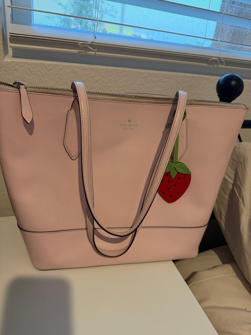 kate spade Pink Leather Tote with Strawberry Charm